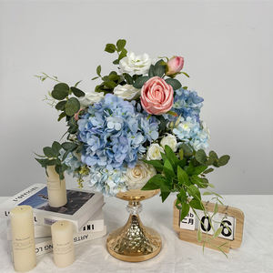 DKB Bola de Flores Artificiales de Seda Azul Rey, Centro de Mesa para Bodas, Bola de Flores Blancas y Azules de Tacto Real para Decoración - Product Image 1