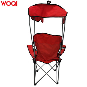 Silla plegable para acampar Woqi con toldo, portavasos, tela Oxford roja, capacidad de 150 kg, para uso en exteriores. - Product Image 3