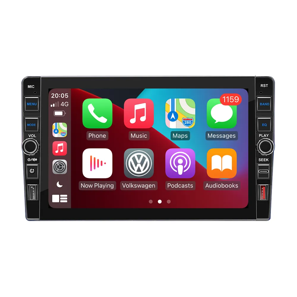 9 zoll carplay radio dvd player front-usb-anschluss touchscreen a7 chip 2 din android 12 carplay auto-bildschirm gps-navigation