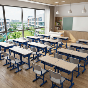 Modern Adjustable Height MDF Metal Plastic School Single Student Desk and <b>Chair</b> Set SONGYE Brand PP-0403B School <b>Chair</b> Classroom - Product Image 1