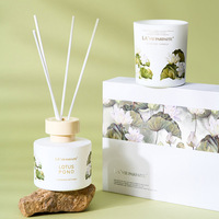 Nouveau design, cadeau de luxe, paquet personnalisé, ensemble bougie parfumée et diffuseur de roseaux pour aromathérapie