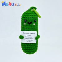 Boneka Mentimun Rajut Amigurumi Buatan Tangan Grosir, Boneka Penyemangat Emosional Lucu dengan Kartu untuk Perlengkapan Toko Hadiah