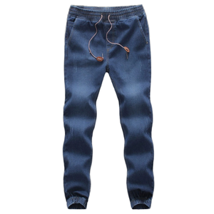 Pantalon de jogging en denim décontracté pour homme avec cordon de serrage - Product Image 1