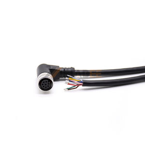 直角M12 8ピンメスケーブルAコード化コネクタAWG24ワイヤ成形工業用センサーコードセット<span class=keywords><strong>90</strong></span>度ソケットアダプター - Product Image 4