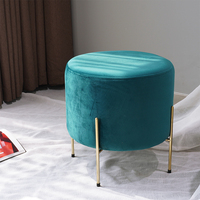 HStex Fauteuil de salon, tabouret de meuble, pouf de canapé rond, tabouret en métal doré, table basse