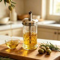 Bouteilles à bec verseur de précision pour huile et vinaigre – Ensemble de bouteilles en verre transparent pour la cuisine – Distributeur d'huile et de vinaigre