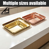 Plaque de cuisson professionnelle en acier inoxydable 430, dorée/dorée rose, pour restaurant, présentation alimentaire, buffet et service