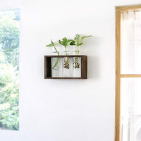 Grand kit de support en bois pour terrarium de bureau et jardinière de coupe hydroponique Vase à fleurs en verre pour la propagation des plantes