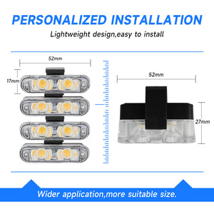 Modifikasi Mobil Remote Kontrol Nirkabel 12V Satu-ke-empat Lampu Klip Grille Merah-Biru Lampu Strobo 2 LED Lampu Peringatan - Product Image 2