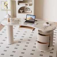 Bureau d'ordinateur intégré en bois blanc de style moderne et luxueux italien pour la maison et le bureau, avec chaise RENRAN