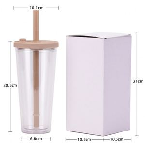 Custom Logo 24Oz Double Wall Matte Plastic Bulk Tumblers <b>Reusable</b> Coffee <b>Cups</b> <b>With</b> <b>Lids</b> and Straw for Business Gifts - Product Image 3