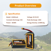 FPV Lipo Drone Pili 8S 30.4V 12600mAh 100C Yüksek Voltajlı Uzun Ömürlü FPV Drone ve Tarım İHA'ları için