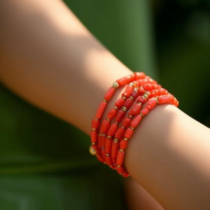 Fashion Beaded <b>Bracelets</b> Set <b>Red</b> Coral Stone PVD Gold Plated 316L Stainless Steel Sustainable Resistant Jewelry for Women - Product Image 3