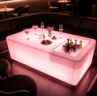 Table LED Commerciale RVB avec Seau à Glace Intégré pour Bar, Fêtes, Événements Extérieurs, Soirées, Clubs et Mariages