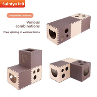 Tunnel pliable pour chat DIY, lit tunnel pour animaux de compagnie connectable à 3 voies, labyrinthe en feutre durable résistant aux morsures pour jeu interactif en intérieur