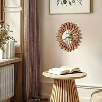 Miroir mural personnalisé avec cadre rond en bois léger, sans alimentation électrique, parfait pour la décoration intérieure, miroir mural en bois en forme d'arche