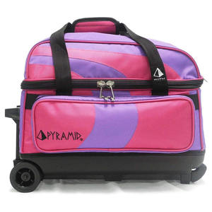 Double Roller 2 Ball Bowling <b>Bag</b> with Large Separate Compartment for Bowling Shoes <b>Accessories</b> Locking Handle - Extends to 40" - Product Image 3