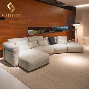 Juego de sofá de nube de esquina de terciopelo de plumas italianas, muebles de sala de estar, sofás curvos seccionales modulares para el hogar de lujo - Product Image 1