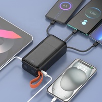 Power banks grande capacité LED d'extérieur affichage numérique poignée de corde téléphone portable charge rapide 30000mah Power Bank avec câble