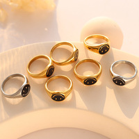 Nouveaux bijoux de mode Happy Smiley Face déclaration anneau ensemble 18k plaqué or en acier inoxydable émail coloré sourire chanceux chevalière