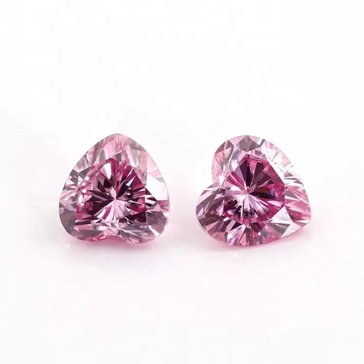 SICGEM Professional 8mm 2CT Pink Heart Shape Color Moissanite Loose Gemstone for Jewelry Making