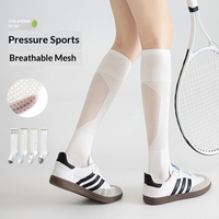 Chaussettes de sport professionnelles d'été pour femmes, en coton, à compression élastique, amincissantes, absorbant la transpiration, déodorantes, à tube long