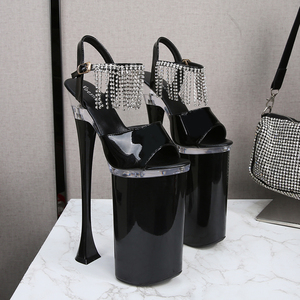 Novità 2024: Sandali da Donna <span class=keywords><strong>con</strong></span> Plateau e Catene di Cristallo da 26cm, Punta Aperta, <span class=keywords><strong>Tacco</strong></span> Alto e Zeppa, <span class=keywords><strong>Scarpe</strong></span> <span class=keywords><strong>con</strong></span> <span class=keywords><strong>Tacco</strong></span> Molto Alto - Product Image 6