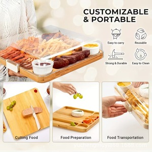 Tabla de Cortar de Madera Yu Cheng con 5 Compartimentos, Bandeja de Madera Sólida para Aperitivos, Tabla Multiusos para Quesos de Cocina - Product Image 2