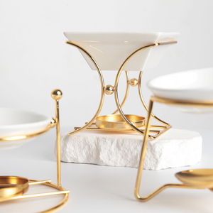 Sang Trọng Vàng Kim Loại Hương Thơm Hương Thơm Tinh Dầu Ấm Hơn Khuếch Tán Tealight Nến Chủ Dầu <span class=keywords><strong>Burner</strong></span> Cho Yoga Spa Trang Trí Nội Thất - Product Image 2