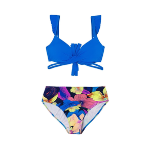 Set bikini da donna Buonic con stampa floreale blu, taglia 42 44 46 48, costumi da bagno, abbigliamento da spiaggia - Product Image 1