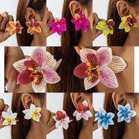 Bijoux européens et américains, boucles d'oreilles uniques et tendance, papillon tridimensionnel, orchidée, pierre naturelle, autres matériaux