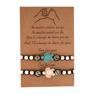 Amor Bohemia - Juego de Pulseras de Cuerda Encerada Ajustables con Turquesa Tortoise para Parejas, Regalo para el Día de San Valentín - Product Image 1