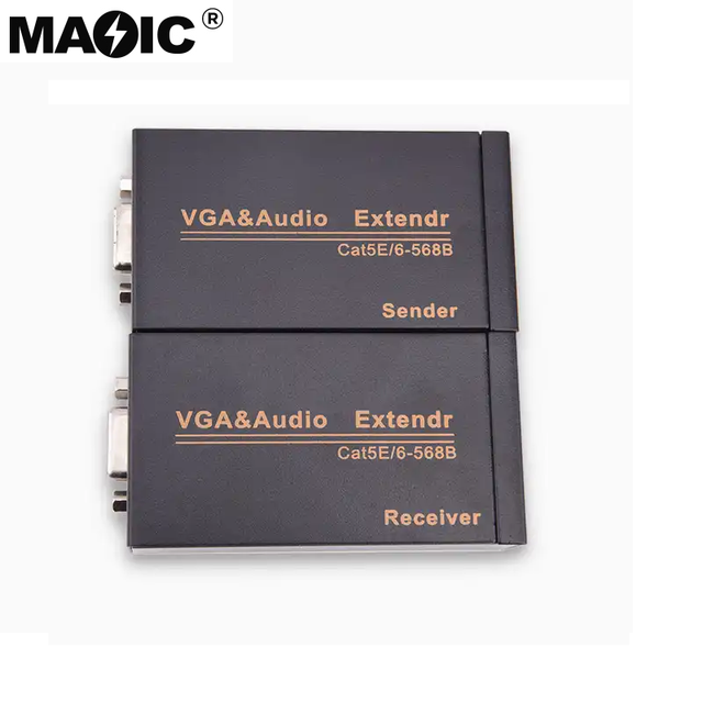 Factory Direct Sale VGA EXTENDER 100M Cat5e / 6-568B Network Cable Sender Receiver Adapter