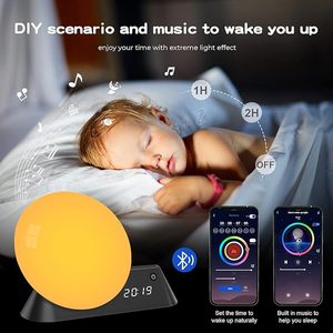 Thức dậy ánh sáng mặt trời mọc Đồng hồ báo thức, ánh sáng tự nhiên đồng hồ làm việc với Alexa, ứng dụng và điều khiển từ xa đồng hồ báo thức với 15 âm thanh tự nhiên - Product Image 4