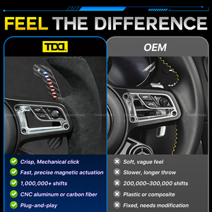 แป้นเปลี่ยนเกียร์ TDD LED แม่เหล็ก คาร์บอนไฟเบอร์ สำหรับพวงมาลัย Porsche 718, Cayman, gt4, 991, Panamera P1 - Product Image 5