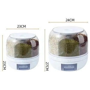 <b>Cereal</b> <b>Dispenser</b> Rotating Sealed Transparent Airtight Grain Storage Food Containers Aesthetic Stylish - Product Image 3