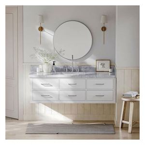 Mueble de Baño Flotante de Estilo Moderno con Acabado Blanco Simple, Mueble de Baño de Madera Contrachapada Impermeable - Product Image 3