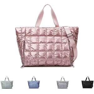 Women's Solid Color Waterproof Polyester Zipper Handbag Single Shoulder <b>Strap</b> for Fitness Travel <b>Luggage</b> Dry/Wet Separation - Product Image 1