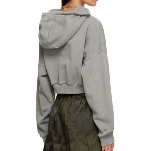 Sudadera Corta Estilo Hip Hop, Sudadera con Capucha de Algodón y Felpa, Estilo Vintage con Efecto Desgastado, Sudadera Corta para Mujer - Product Image 6