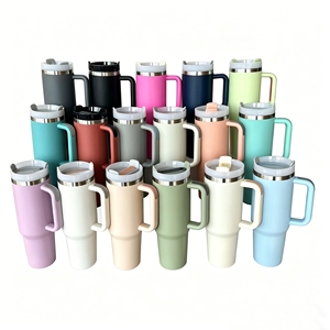 Triple Layer Insulated 40oz Stainless Steel Travel Mug with Handle and Straw Leak Proof Lid for Gym Car Office Use - Product Image 2