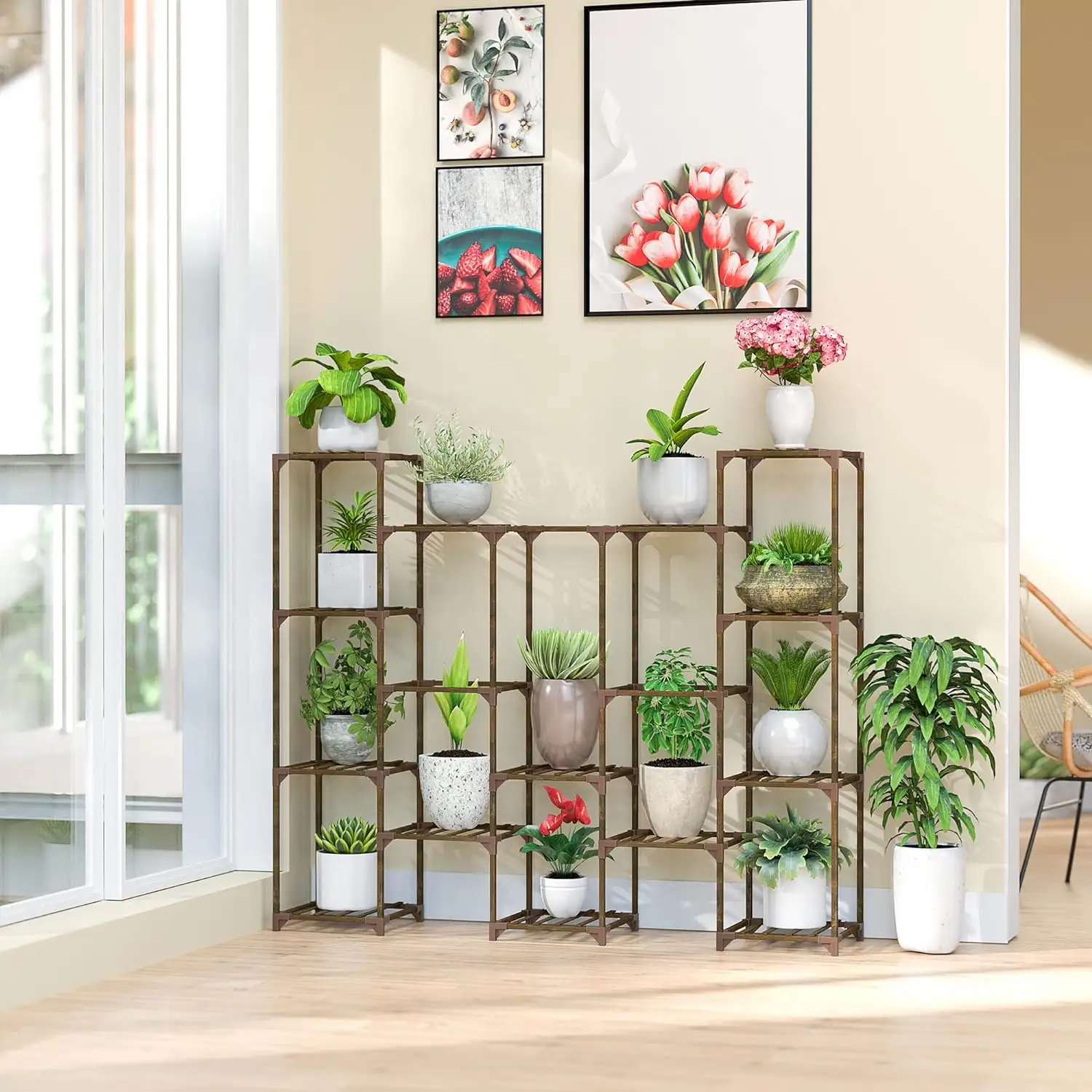 Plant Stand   Indoor Outdoor Tiered Plant Shelf  Multi-Functional Ladder Plant Holder for Living Room Patio Garden Balcony