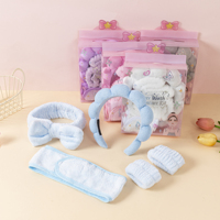 Set Headband Kotak Hadiah Premium untuk Anak Perempuan, Headband Awan dengan Jepit Rambut Frangipani dan Gelang Elastis