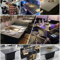 Table à manger pour hôtel, table de barbecue, table à manger commerciale, table de barbecue coréenne, table de restaurant, table intégrée pour barbecue et fondue
