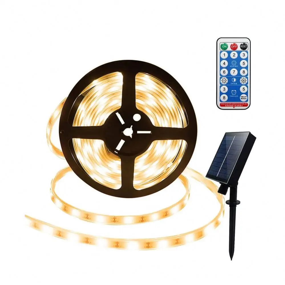 garden pool tree flag pole light flexible waterproof solar led strip light 5m 10m solar strip lights warm