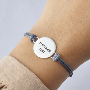 Bracelet en acier inoxydable personnalisé gravé en <span class=keywords><strong>or</strong></span> rose 18 carats avec date de naissance, nom, disque rond personnalisé, cordon en macramé réglable - Product Image 3