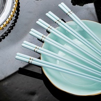 Baguettes en céramique de Jingdezhen, anti-moisissure, résistantes à la chaleur, faciles à nettoyer, couleur macaron de luxe, surface légère effet roue de chanvre, modernes