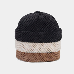 Casquette Docker Vintage en Velours Côtelé, sans Visière, Épaisse, Unie, Style Landlord, pour Hommes et Femmes, <span class=keywords><strong>Bonnet</strong></span> Rétro à Calotte Ronde, Bonnets à Revers Roulé - Product Image 2