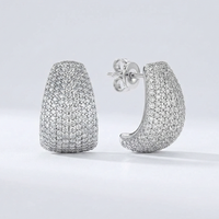 Pendientes de Botón Unisex de Plata de Ley 925, Joyería de Diseño, Estilo Hip Hop, Lujosos, con Incrustaciones de Diamantes Simulados, Forma de C, Moissanita