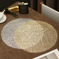 Set de table en PVC motif fleur d'hibiscus bronzé, isolant et résistant à la chaleur, pour la maison et la décoration de Noël