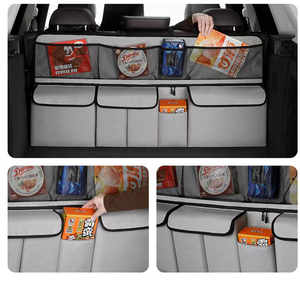 Organizador de almacenamiento para el respaldo del maletero del coche, bolsa de malla grande con múltiples bolsillos y cremallera para SUV, viajes en coche y artículos diarios - Product Image 5